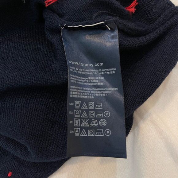 Tommy Hilfiger Pima Cotton V Neck Navy Pindot Sweater Size Large - Picture 7 of 9